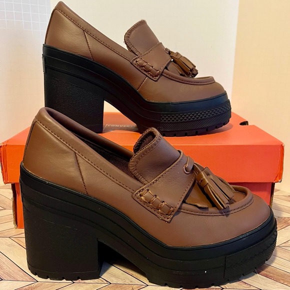 Converse Shoes - Converse Chuck‎ 70 De Luxe Heel Loafer Platform Leather 7.5 Dark Roast A14715C